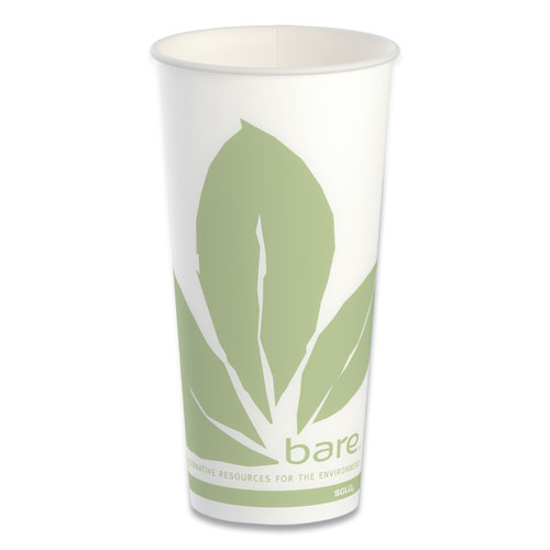 BARE ECO-FORWARD TREATED PAPER COLD CUPS, 22 OZ, GREEN/WHITE, 50/SLEEVE, 20 SLEEVES/CARTON