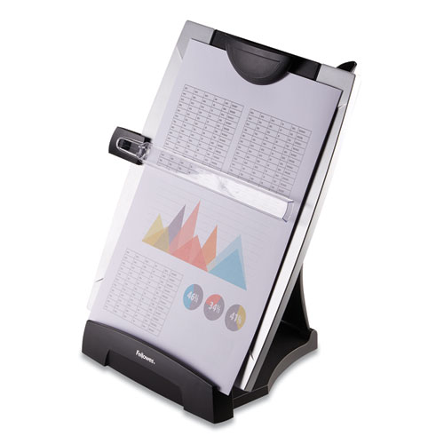Fellowes® Office Suites Desktop Copyholder With Memo Board, 150 Sheet Capacity, Plastic, Black/Silver