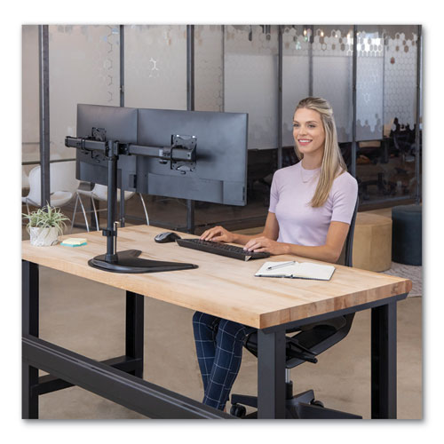 PROFESSIONAL SERIES FREESTANDING DUAL HORIZONTAL MONITOR ARM, FOR 30" MONITORS, 35.75" X 11" X 18.25", BLACK, SUPPORTS 17 LBS