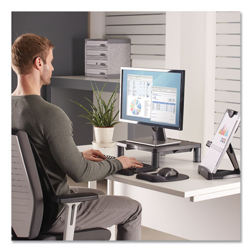 Image of Fellowes® Standard Monitor Riser, 13.38" X 13.63" X 2" To 4", Graphite, Supports 60 Lbs