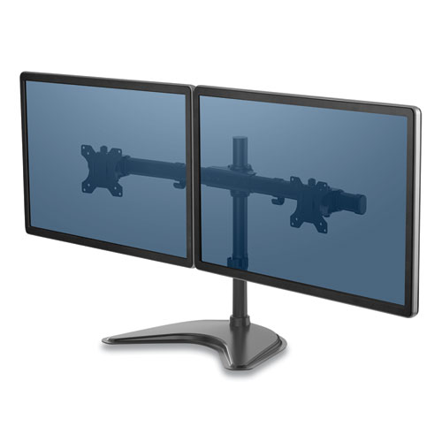 Fellowes® Professional Series Freestanding Dual Horizontal Monitor Arm, For 30" Monitors, 35.75" X 11" X 18.25", Black, Supports 17 Lb