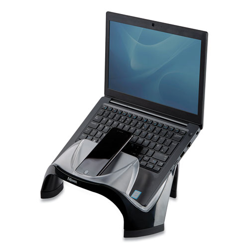 Fellowes® Smart Suites Laptop Riser with USB, 13.13" x 10.63" x 7.5", Black/Clear