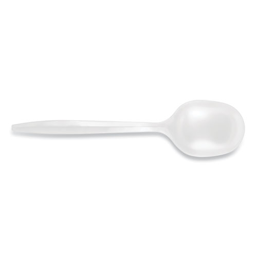 Mediumweight Polypropylene Cutlery, Soup Spoon, Plastic, White, 1,000/Carton