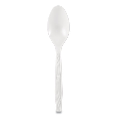 Elegant Dinnerware Heavyweight Cutlery, Polystyrene, Spoon, White, 500/Box