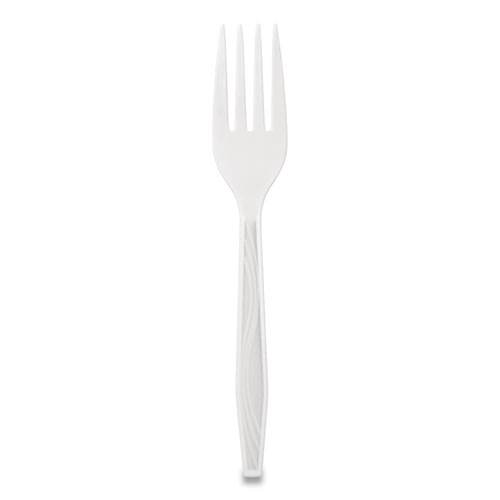 Elegant Dinnerware Heavyweight Cutlery, Polystyrene, Fork, White, 500/Box