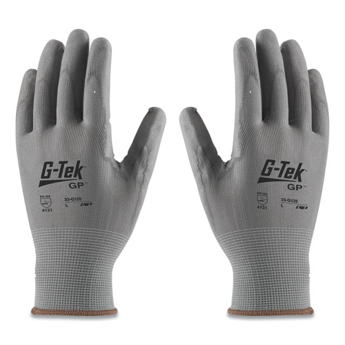 G-Tek® GP Polyurethane-Coated Nylon Gloves, Small, Gray, 12 Pairs