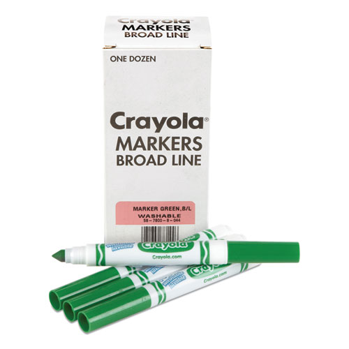 Image of Crayola® Broad Line Washable Markers, Broad Bullet Tip, Green, 12/Box