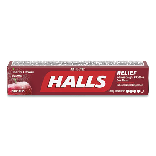 Image of Halls Mentho-Lyptus Cough And Sore Throat Lozenges, Cherry, 9/Pack, 20 Packs/Box