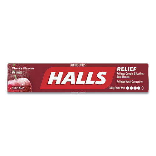 Halls Mentho-Lyptus Cough And Sore Throat Lozenges, Cherry, 9/Pack, 20 Packs/Box