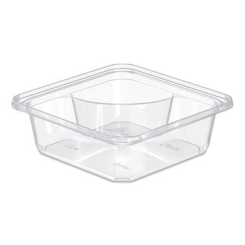 TAMPERGUARD SNACK BOXES, 2-COMPARTMENT, 6.3 X 6.3 X 2.1, CLEAR, 300/CARTON