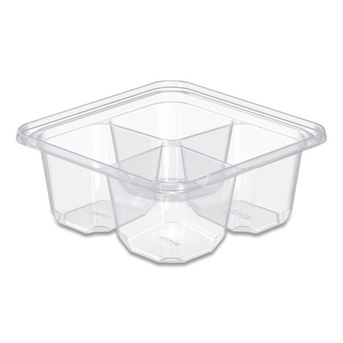 TAMPERGUARD SNACK BOXES, 4-COMPARTMENT, 6.3 X 6.3 X 2.6, CLEAR, 300/CARTON