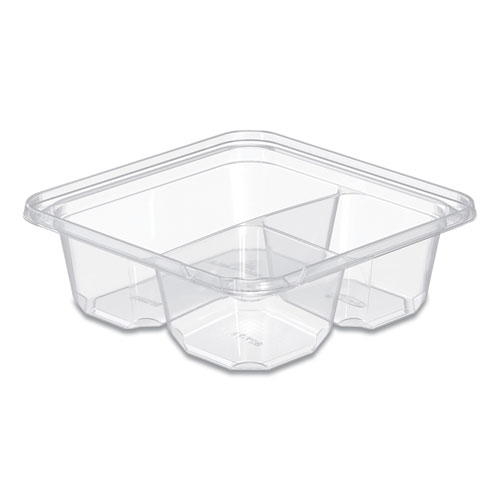 TAMPERGUARD SNACK BOXES, 3-COMPARTMENT, 6.3 X 6.3 X 2.1, CLEAR, 300/CARTON