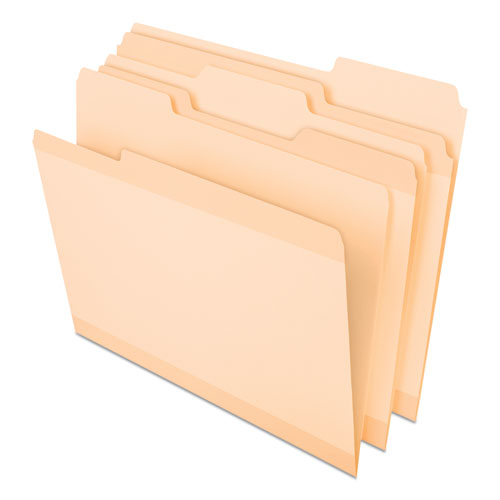 Image of Poly Reinforced File Folder, 1/3-Cut Tabs: Assorted, Letter Size, Manila, 24/Pack