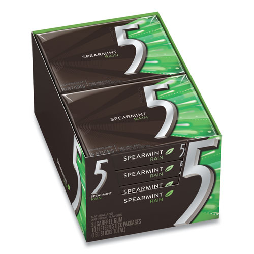 Image of 5 Gum, Spearmint Rain, 15 Sticks/Pack, 10 Packs/Box