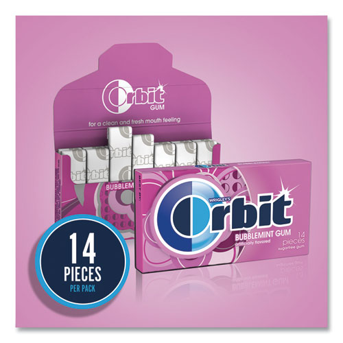 Sugar-Free Chewing Gum, Bubblemint, 12/Box