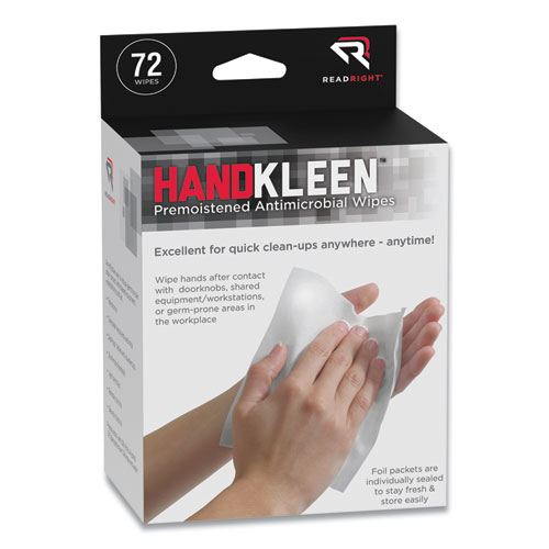 HandKleen Premoistened Antibacterial Wipes, 7 x 5, Foil Packet, 72/Box