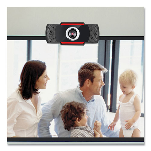 Image of CyberTrack H3 720P HD USB Webcam with Microphone, 1280 pixels x 720 pixels, 1.3 Mpixels, Black