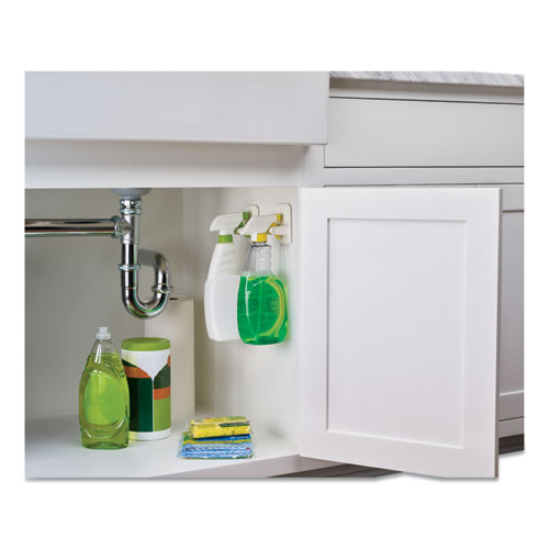 Image of Command™ Spray Bottle Holder, 2.34W X 1.69D X 3.34H, White, 2 Hangers/4 Strips/Pack