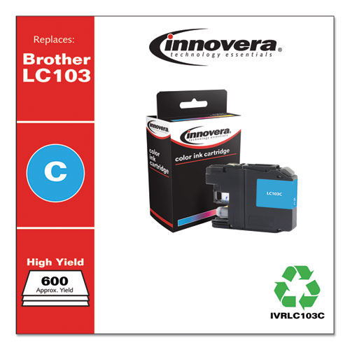 REMANUFACTURED CYAN HIGH-YIELD INK, REPLACEMENT FOR BROTHER LC103C, 600 PAGE-YIELD