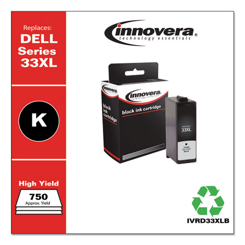 REMANUFACTURED BLACK INK, REPLACEMENT FOR DELL 33XL (T9FKK331-7377), 750 PAGE-YIELD