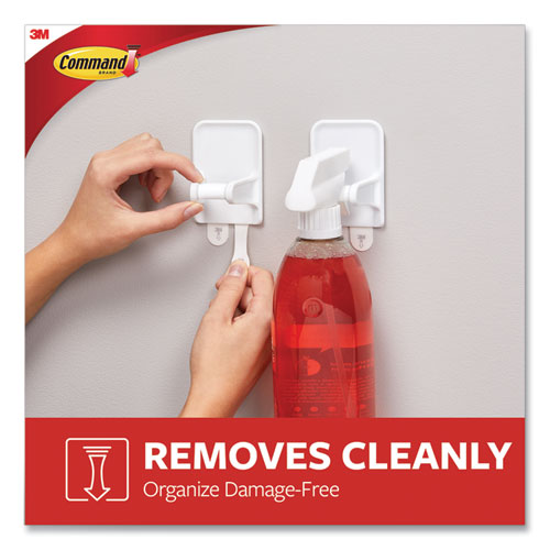 Image of Command™ Spray Bottle Holder, 2.34W X 1.69D X 3.34H, White, 2 Hangers/4 Strips/Pack