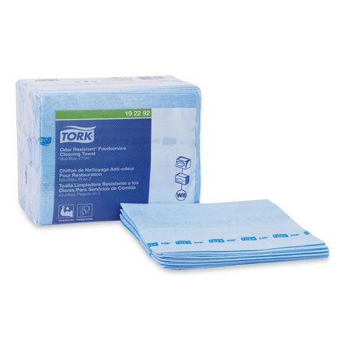 Small Pack Foodservice Cloth, 1-Ply, 11.75 x 14.75, Unscented, Blue with Blue Stripe, 50/Poly Pack, 4 Packs/Carton