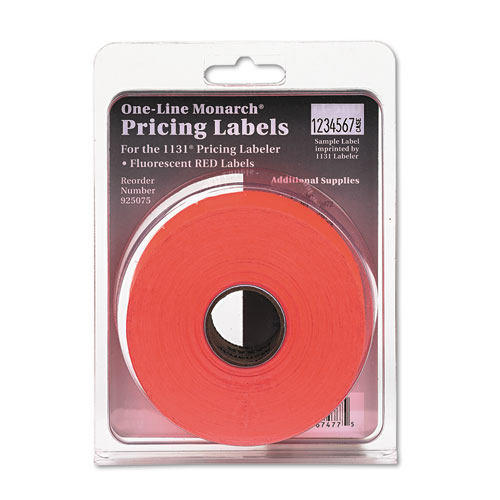 Easy-Load One-Line Labels for Pricemarker 1131, 0.44 x 0.88, Fluorescent Red, 2,500/Roll