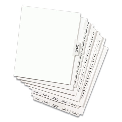 Image of Avery® Preprinted Legal Exhibit Bottom Tab Index Dividers, Avery Style, 27-Tab, Exhibit A To Exhibit Z, 11 X 8.5, White, 1 Set