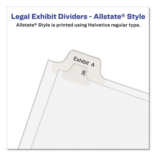 PREPRINTED LEGAL EXHIBIT SIDE TAB INDEX DIVIDERS, ALLSTATE STYLE, 10-TAB, 9, 11 X 8.5, WHITE, 25/PACK