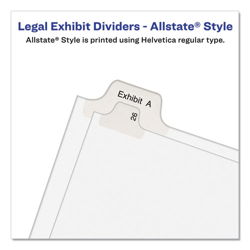 Image of Avery® Preprinted Legal Exhibit Side Tab Index Dividers, Allstate Style, 26-Tab, Exhibit A To Exhibit Z, 11 X 8.5, White, 1 Set