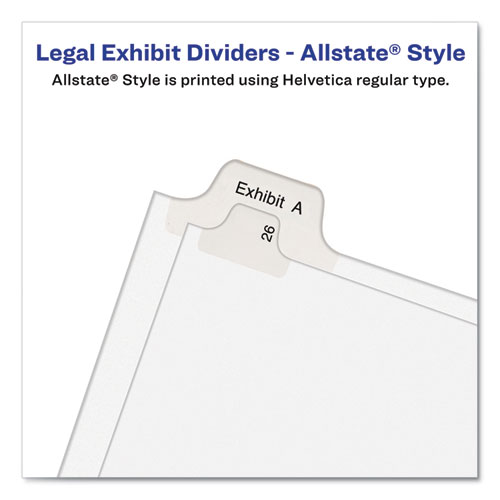 PREPRINTED LEGAL EXHIBIT SIDE TAB INDEX DIVIDERS, ALLSTATE STYLE, 10-TAB, 10, 11 X 8.5, WHITE, 25/PACK