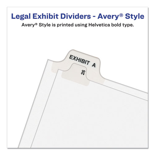 Image of Preprinted Legal Exhibit Side Tab Index Dividers, Avery Style, 26-Tab, Exhibit A to Exhibit Z, 11 x 8.5, White, 1 Set, (1370)