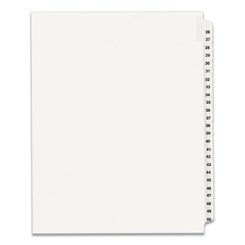 Preprinted Legal Exhibit Side Tab Index Dividers, Avery Style, 25-Tab, 26 to 50, 11 x 8.5, White, 1 Set, (1331)