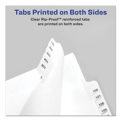 Image of Avery® Preprinted Legal Exhibit Side Tab Index Dividers, Allstate Style, 25-Tab, 101 To 125, 11 X 8.5, White, 1 Set, (1705)