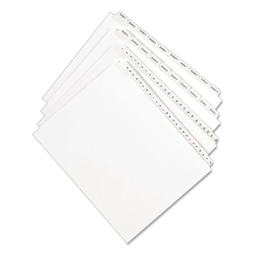 PREPRINTED LEGAL EXHIBIT SIDE TAB INDEX DIVIDERS, ALLSTATE STYLE, 10-TAB, 10, 11 X 8.5, WHITE, 25/PACK
