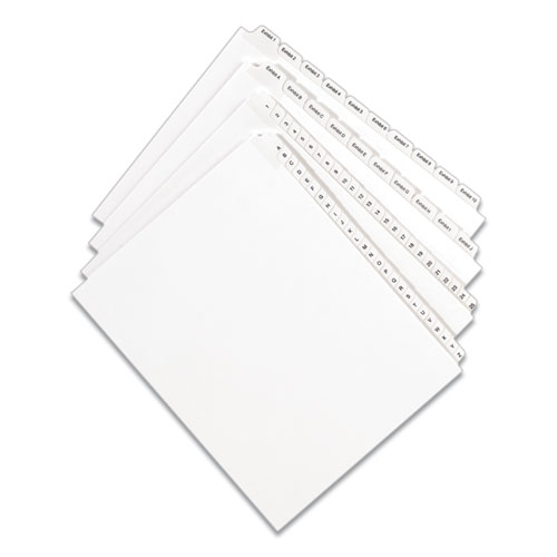 PREPRINTED LEGAL EXHIBIT SIDE TAB INDEX DIVIDERS, ALLSTATE STYLE, 10-TAB, 12, 11 X 8.5, WHITE, 25/PACK