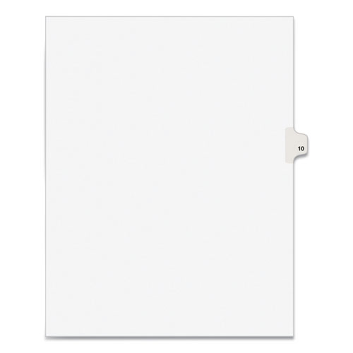 PREPRINTED LEGAL EXHIBIT SIDE TAB INDEX DIVIDERS, AVERY STYLE, 10-TAB, 10, 11 X 8.5, WHITE, 25/PACK