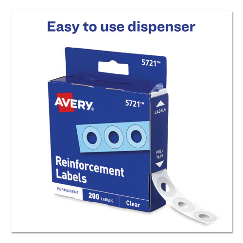 Image of Avery® Dispenser Pack Hole Reinforcements, 0.25" Dia, Clear, 200/Pack, (5721)