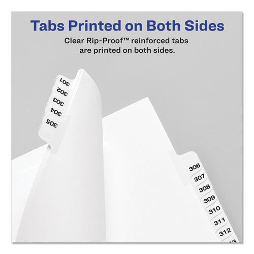 Image of Preprinted Legal Exhibit Bottom Tab Index Dividers, Avery Style, 26-Tab, Exhibit 1 to Exhibit 25, 11 x 8.5, White, 1 Set