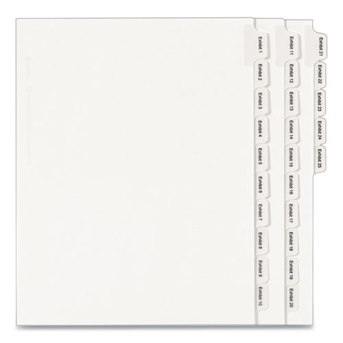 PREPRINTED LEGAL EXHIBIT SIDE TAB INDEX DIVIDERS, ALLSTATE STYLE, 25-TAB, EXHIBIT 1 TO EXHIBIT 25, 11 X 8.5, WHITE, 1 SET