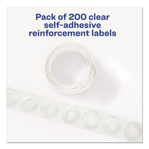 Image of Dispenser Pack Hole Reinforcements, 0.25" Dia, Clear, 200/Pack, (5721)