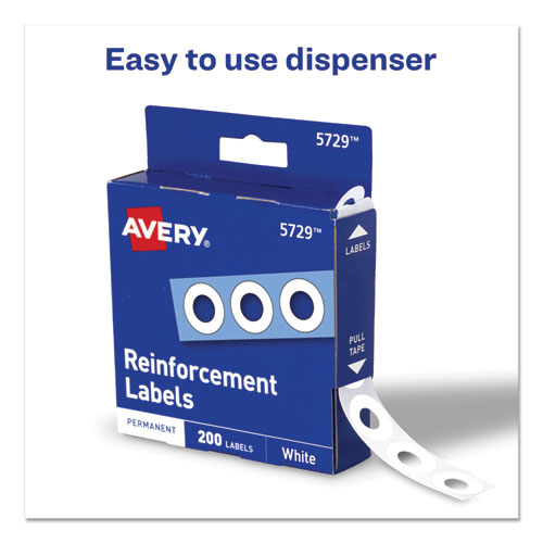 Image of Avery® Dispenser Pack Hole Reinforcements, 0.25" Dia, White, 200/Pack, (5729)