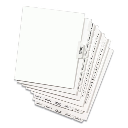 Image of Preprinted Legal Exhibit Side Tab Index Dividers, Avery Style, 25-Tab, 51 to 75, 11 x 8.5, White, 1 Set, (1332)