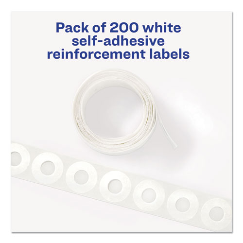 Dispenser Pack Hole Reinforcements, 1/4" Dia, White, 200/Pack, (5729)
