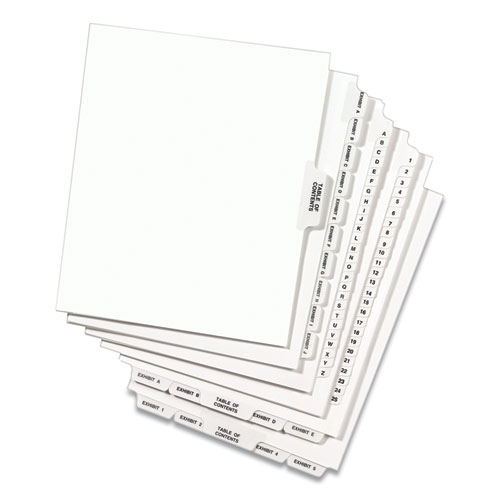 PREPRINTED LEGAL EXHIBIT SIDE TAB INDEX DIVIDERS, AVERY STYLE, 10-TAB, 3, 11 X 8.5, WHITE, 25/PACK