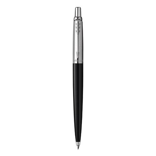 Jotter Ballpoint Pen, Retractable, Medium 0.7 mm, Blue Ink, Black/Chrome Barrel