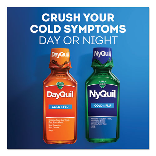 NyQuil Cold and Flu Nighttime Liquid, 12 oz Bottle, 12/Carton