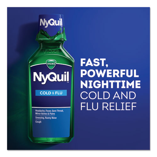 Image of Vicks® Nyquil Cold And Flu Nighttime Liquid, 12 Oz Bottle, 12/Carton