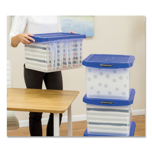 Image of Bankers Box® Heavy Duty Plastic File Storage, Letter/Legal Files, 14" X 17.38" X 10.5", Clear/Blue