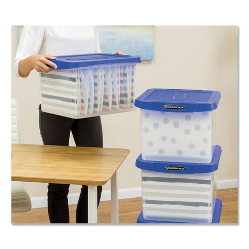 Heavy Duty Plastic File Storage, Letter/Legal Files, 14" x 17.38" x 10.5", Clear/Blue